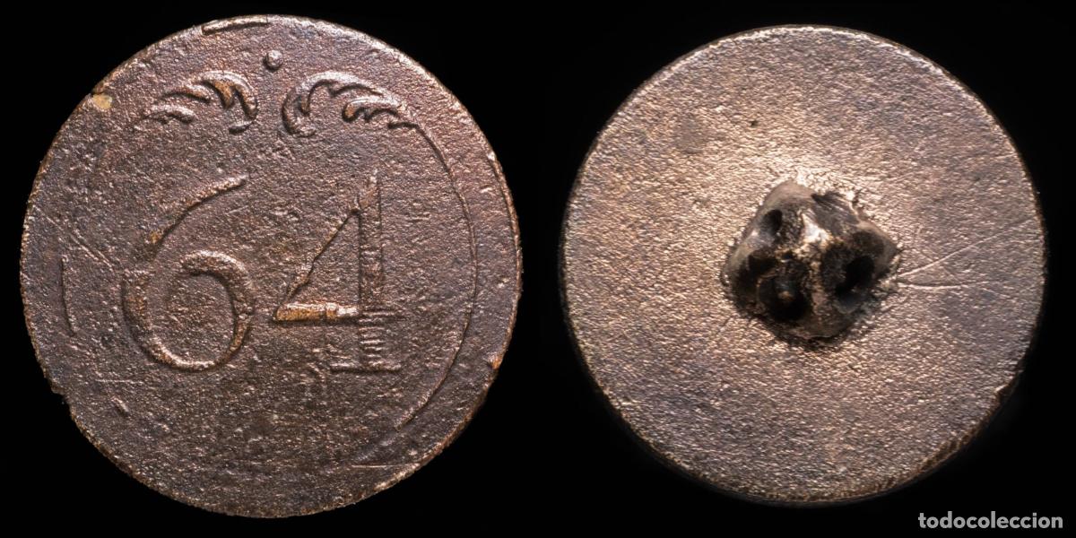 Militaria: Button Military French, Regiment 64, Napoleonic Wars - 22 mm.