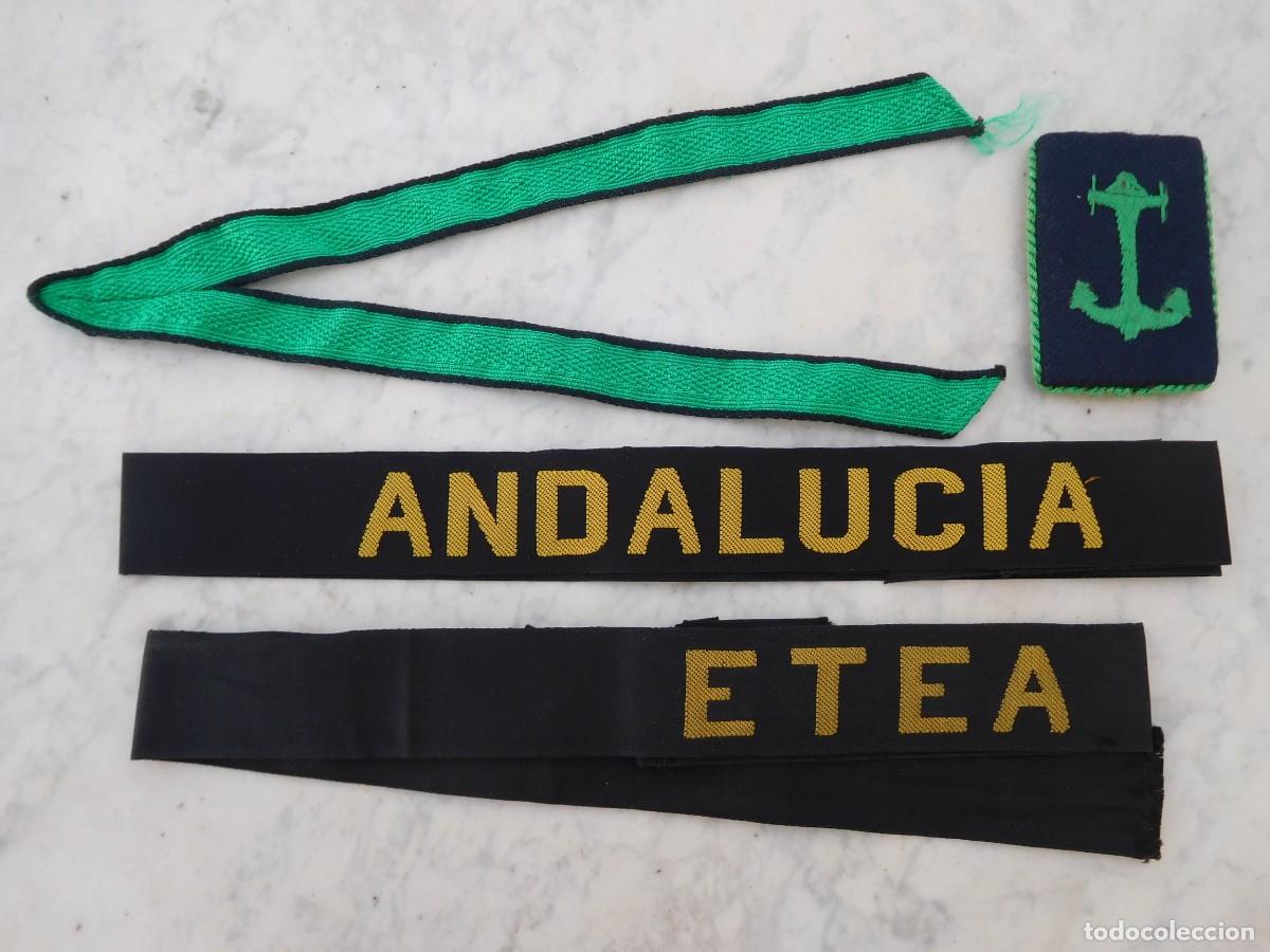 Militaria: Lote armada espa&ntilde;ola cintas para lepanto Andaluc&iacute;a y ETEA + Parche y rango