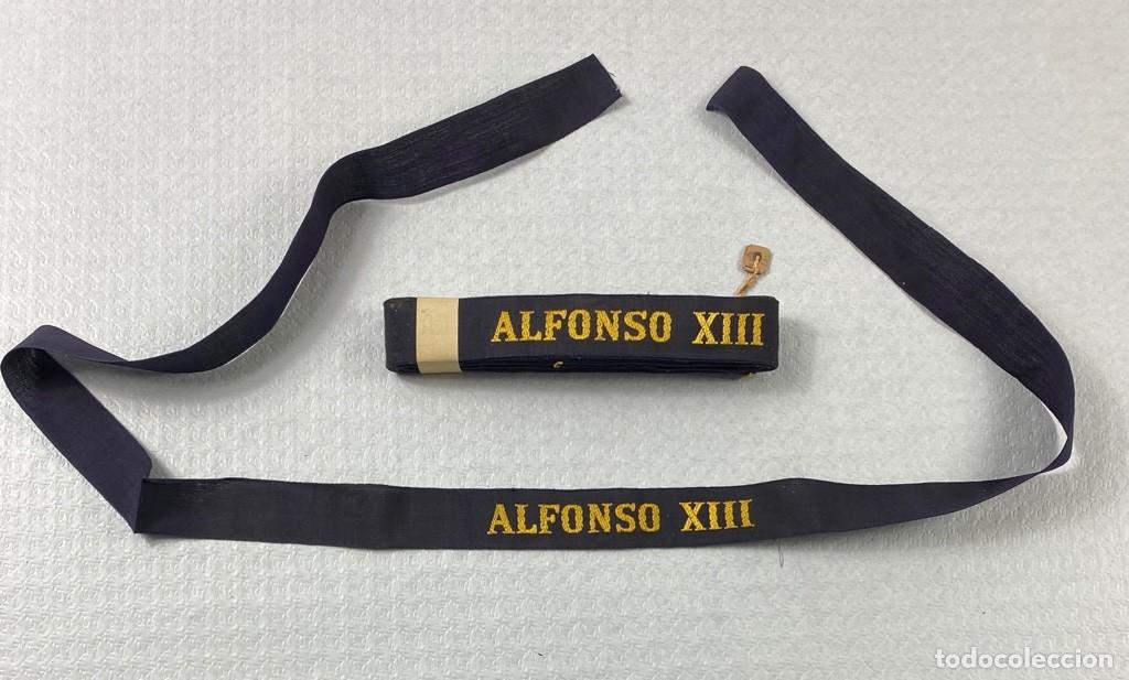 Militaria: Cinta para gorro Lepanto de tripulante del Crucero Protegido ALFONSO XIII 1896 Original VARIANTE 1