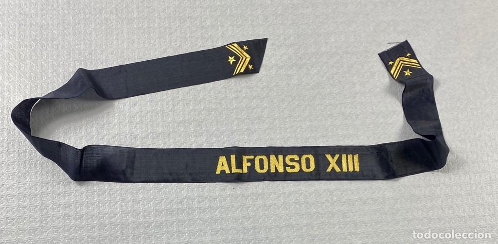 Militaria: Cinta para gorro Lepanto de tripulante del Crucero Protegido ALFONSO XIII VARIANTE 2