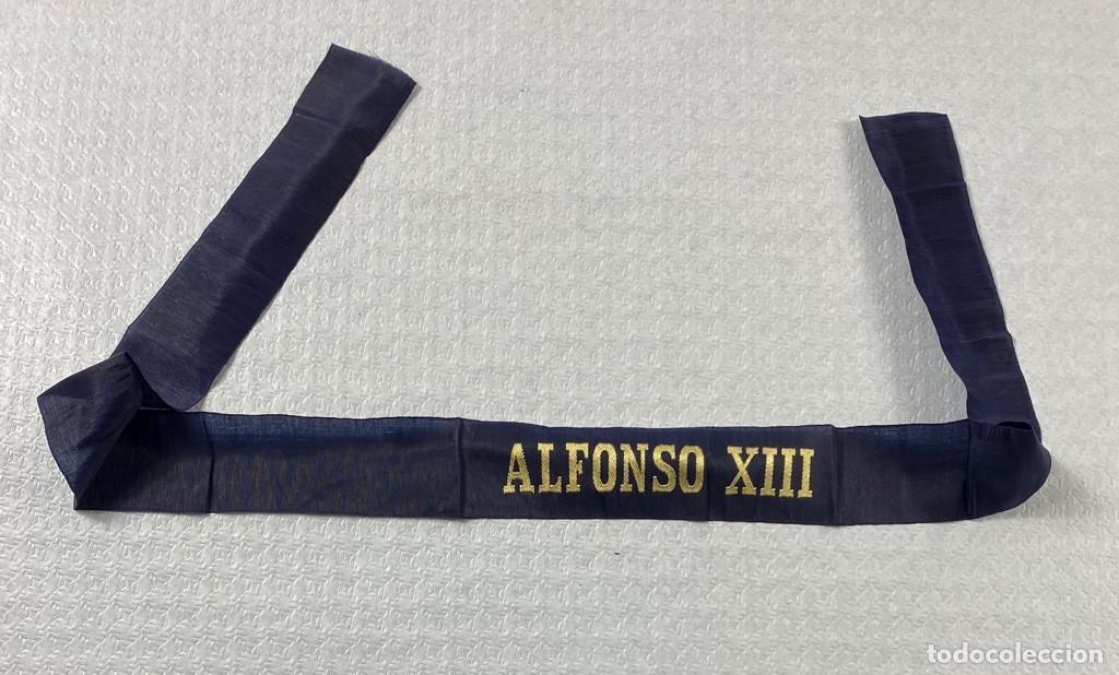 Militaria: Cinta para gorro Lepanto de tripulante del Crucero Protegido ALFONSO XIII VARIANTE 3