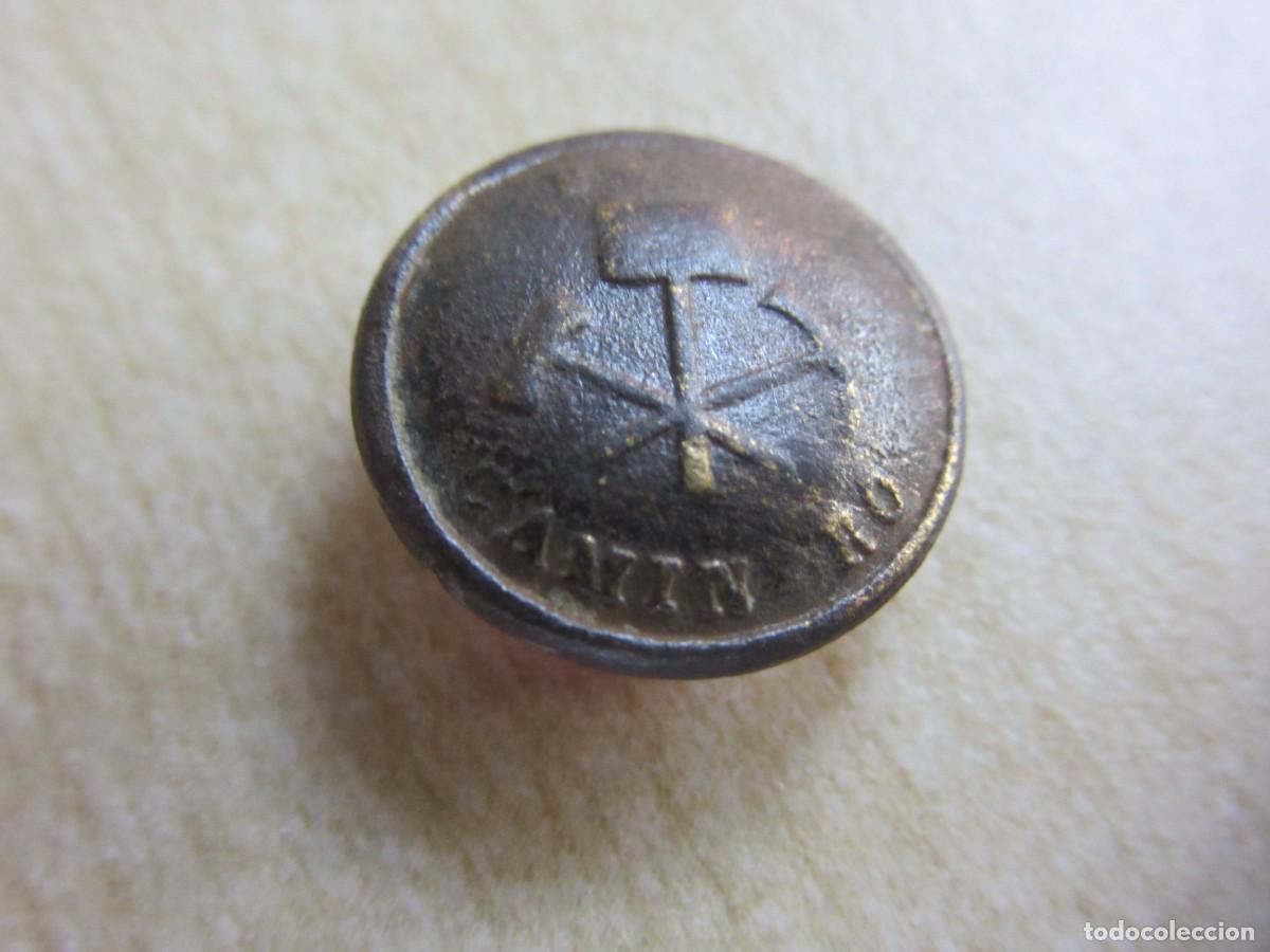 Military Antiques: Bot&oacute;n de Pe&oacute;n Caminero Finales S XIX Di&aacute;metro 1,5 cm Marca de fabricante T M