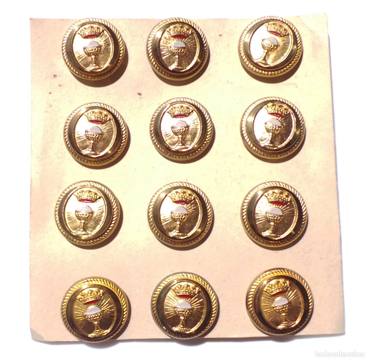 Military Antiques: PLIEGO DE BOTONES, CAPELLANES, SANTO C&Aacute;LIZ. 2,1 CM DI&Aacute;METRO. APROX.