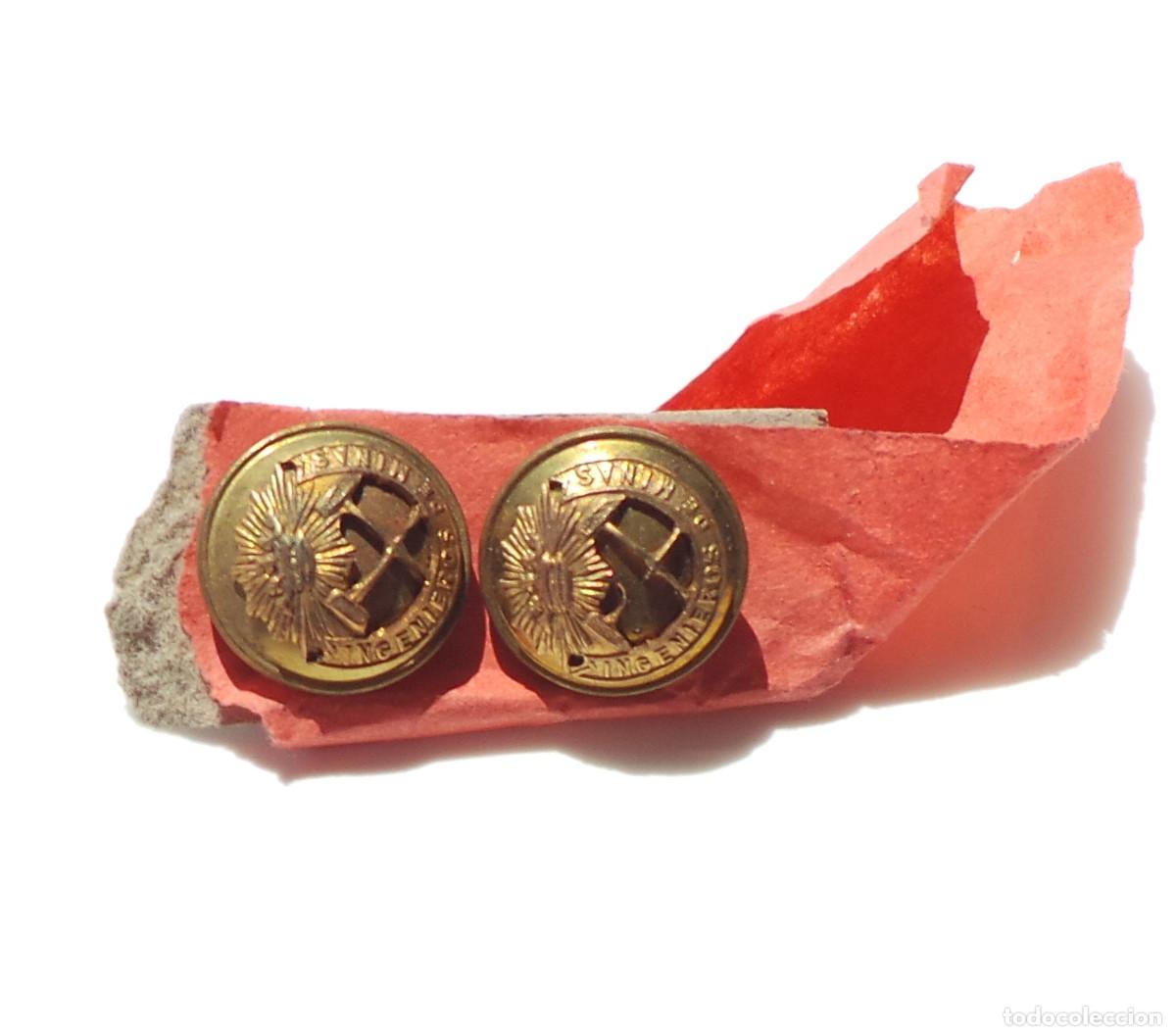 Military Antiques: 2 BOTONES, INGENIEROS DE MINAS. 1,6 CM DI&Aacute;METRO. APROX.