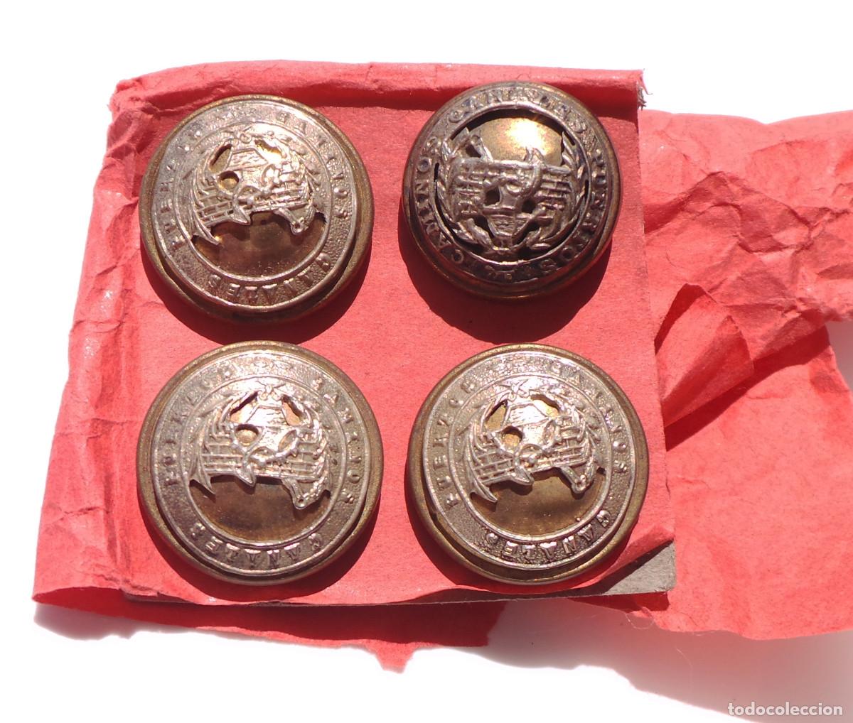 Militaria: 4 BOTONES, CANALES, PUENTES Y CAMINOS. 2 CM DI&Aacute;METRO. APROX.