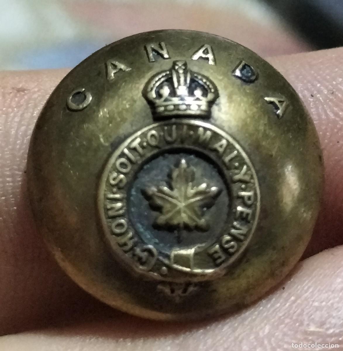 Militaria: Bot&oacute;n de la Divisi&oacute;n de las Fuerzas del Ej&eacute;rcito Canadiense de la Primera Guerra Mundial