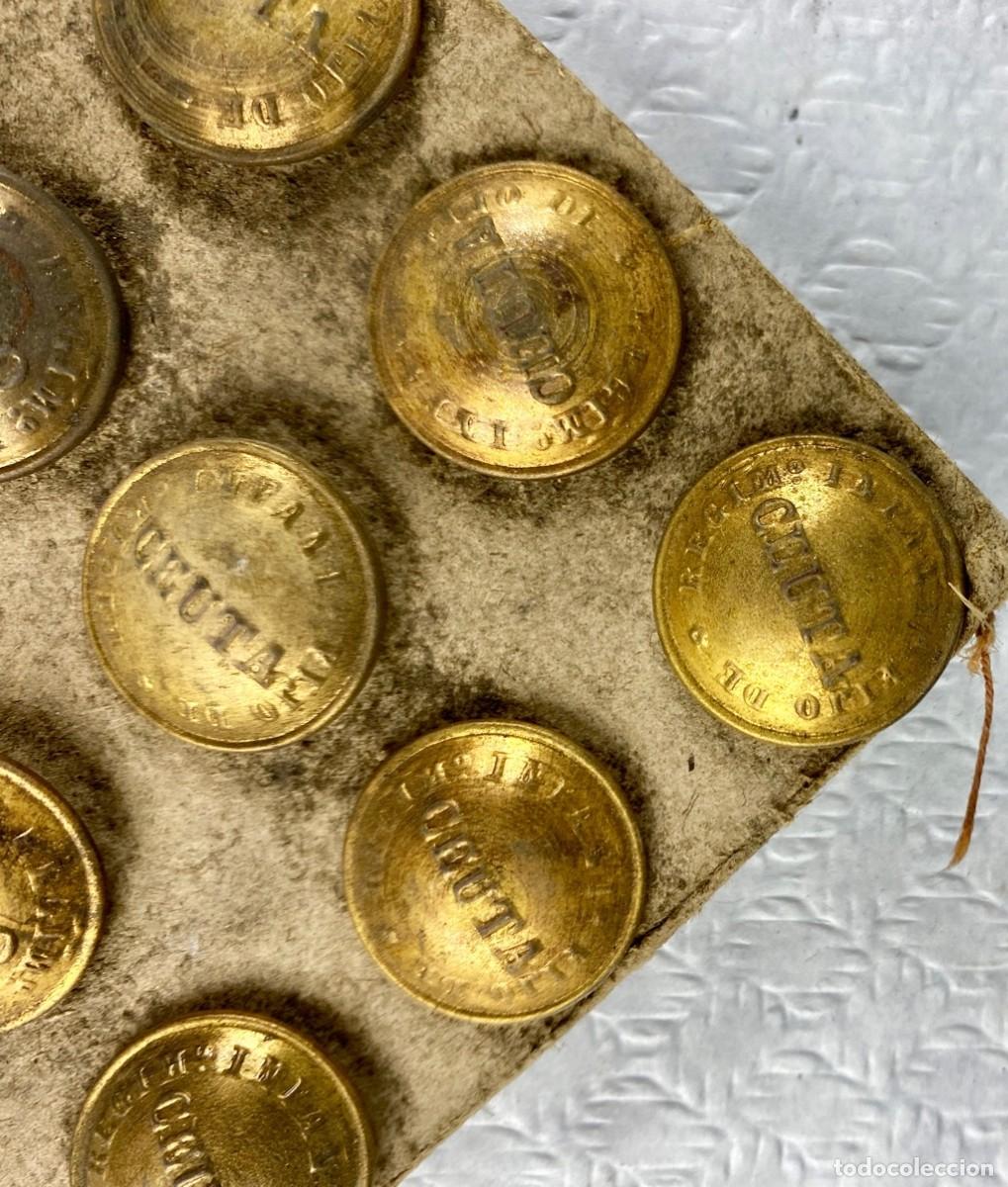 Militaria: REGIMIENTO INFANTERIA DE CEUTA lote de 19 botones de 22mm Siglo XIX 56