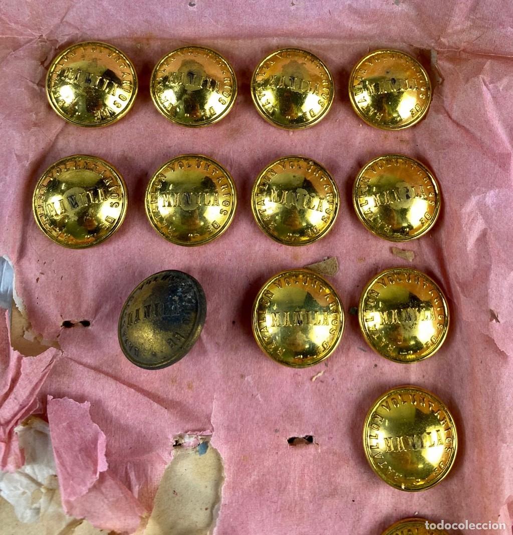 Militaria: BATALL&Oacute;N VOLUNTARIOS DE MANILA lote de 14 botones de 21mm Siglo XIX 57