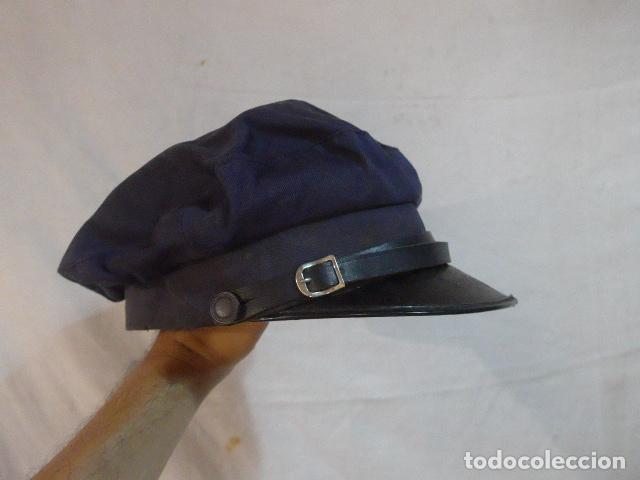 Militaria: Antigua gorra de plato blanda azul montada de guerra civil para maniqui, ingenieros o conductor