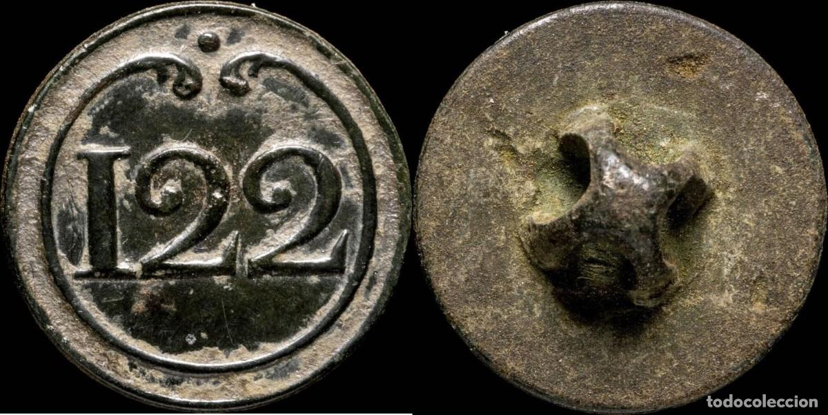 Militaria: Button Military French, Regiment 122, Napoleonic Wars - 15 mm