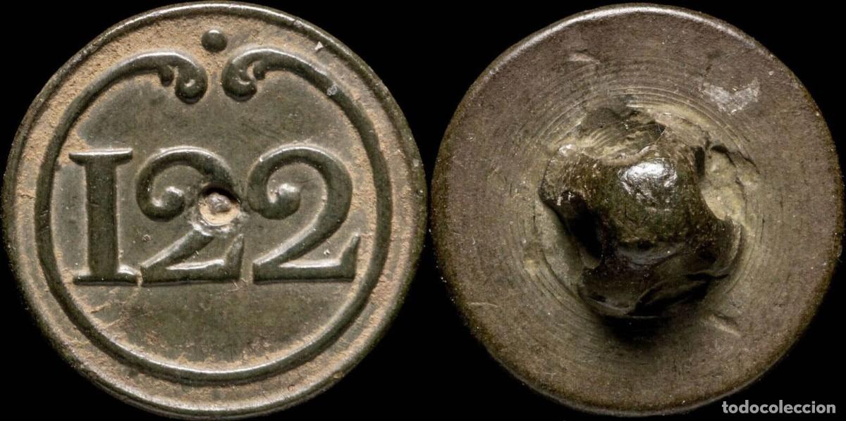 Militaria: Button Military French, Regiment 122, Napoleonic Wars - 15 mm.