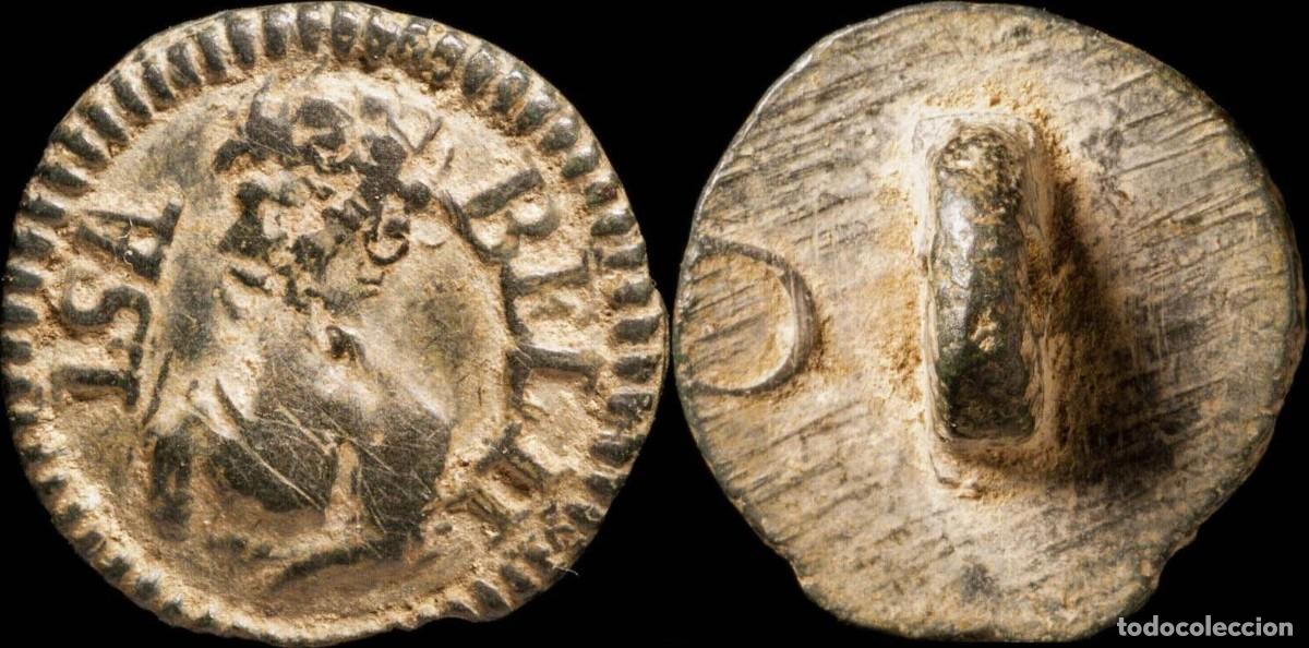 Militaria: Spanish Monetary Button, Isabel II - 13 mm.
