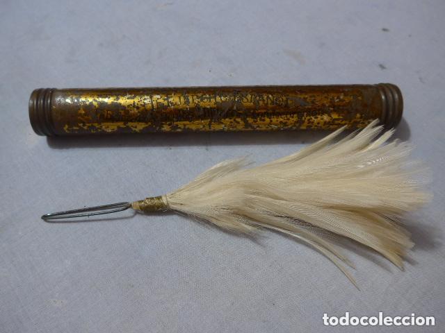 Militaria: Antiguo plumero blanco espa&ntilde;ol de ros, original y con caja castells, Alfonso XIII y Republica