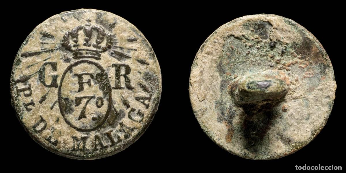 Militaria: Button Infantry Guardia Real Fernando VII, Provincial de Malaga, 1824 - 16 mm.