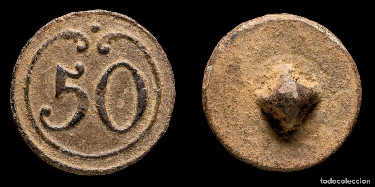 Militaria: Button Military French, Regiment 50, Napoleonic Wars - 17 mm.
