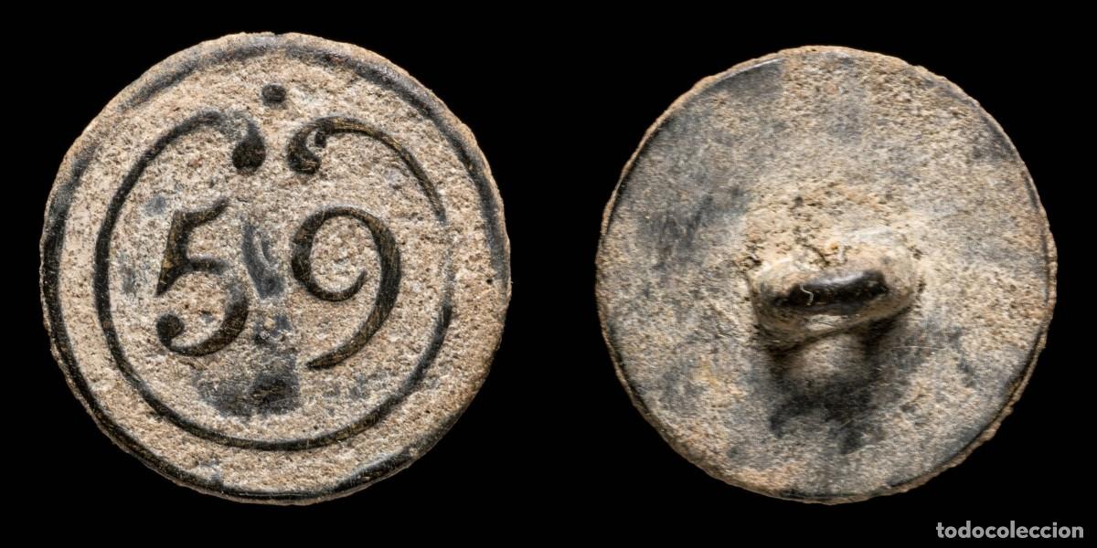 Militaria: Button Military French, Regiment 59, Napoleonic Wars - 16 mm.