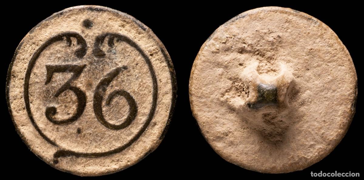Militaria: Button Military French, Regiment 36, Napoleonic Wars - 16 mm.