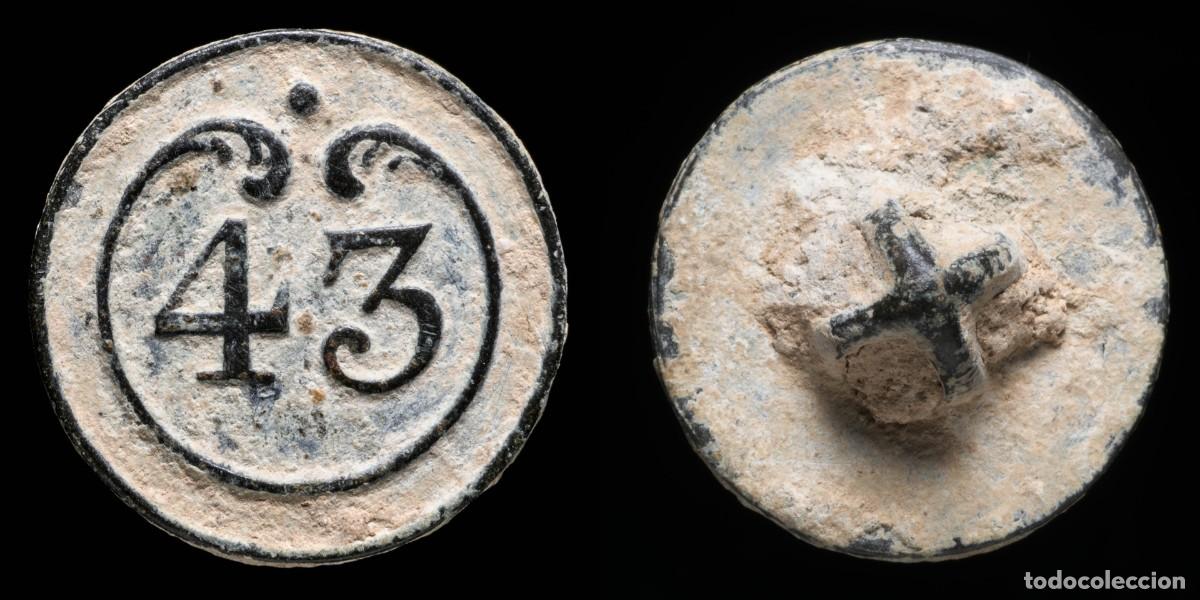 Militaria: Button Military French, Regiment 43, Napoleonic Wars - 16 mm.Button Military French, Regiment 43, Na
