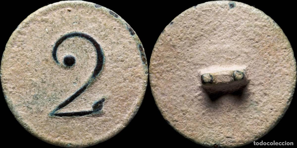 Militaria: Button Military Spanish, Regiment 2, Independence War - 22 mm.