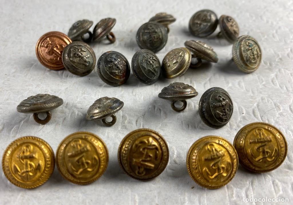 Militaria: MARINA lote de 23 de botones peque&ntilde;os 5 TRASATL&Aacute;NTICOS VAPORES CORREOS Siglo XIX 119