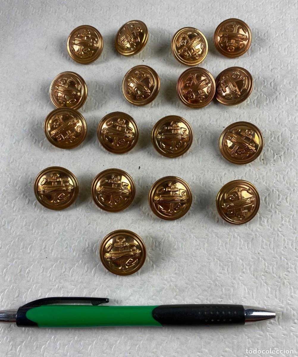 Militaria: MARINA OB lote de 17 de botones cobrados 25mm Siglo XIX 120