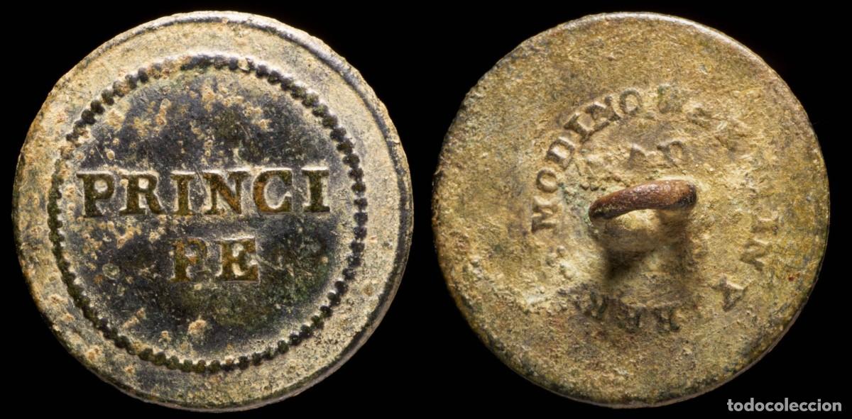 Militaria: Spanish Military Button, 3rd Cavalry Regiment Principe (1796-1800) - 22 mm.