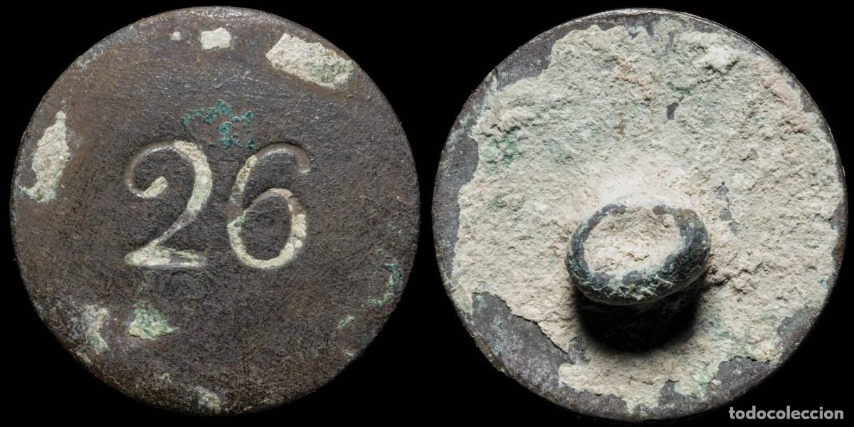 Militaria: Button Military French, Regiment 26, Napoleonic Wars - 18 mm.