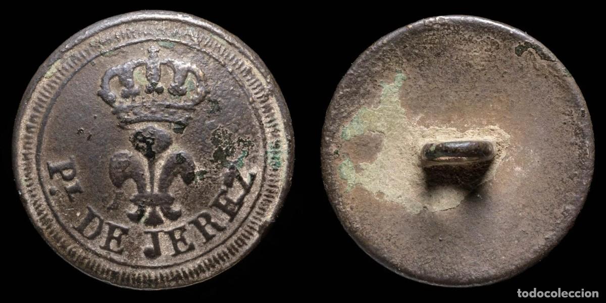 Militaria: Button Independence War, Provincial Militia, Battalion Jerez - 23 mm.