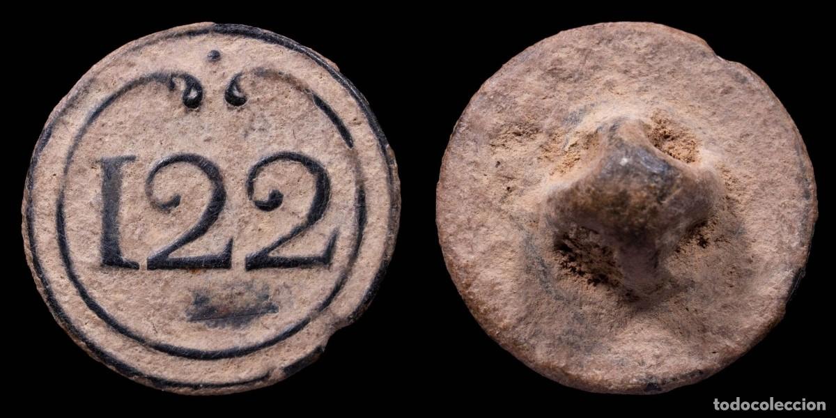 Militaria: Button Military French, Regiment 122, Napoleonic Wars - 16 mm.