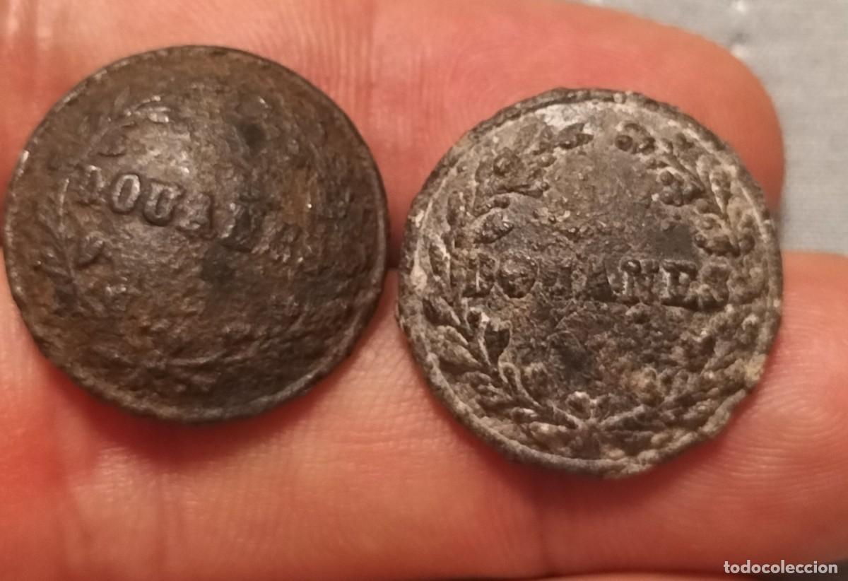 Militaria: Pareja de Bot&oacute;nes franceses de uniforme. Servicio de Aduanas. S XIX