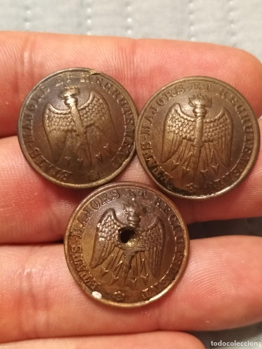 Militaria: 3 botones.Epoca Napole&oacute;n III Francia - &Eacute;tat-Major et Recrutement - Guerra franco-prusiana