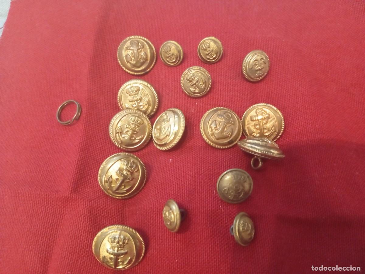Militaria: Lote botones uniforme infanter&iacute;a marina &eacute;poca Alfonso