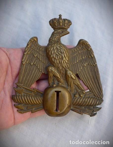 Militaria: ANTIGUA PLACA DE CHACO FRANCES REGIMIENTO DE INFANTERIA N&ordm; 1 SEGUNDO IMPERIO
