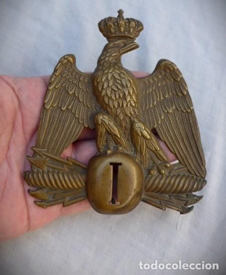 Militaria: ANTIGUA PLACA DE CHACO FRANCES REGIMIENTO DE INFANTERIA N&ordm; 1 SEGUNDO IMPERIO