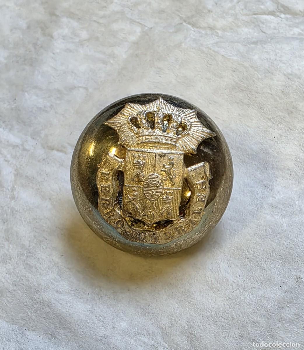 Militaria: Bot&oacute;n de Ingenieros de Ferrocarriles, modelo 1923, grande, plateado, superpuesto