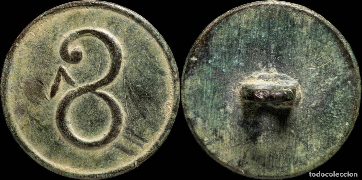 Militaria: Button Military Spanish, Regiment 8, Napoleonic wars - 22 mm.
