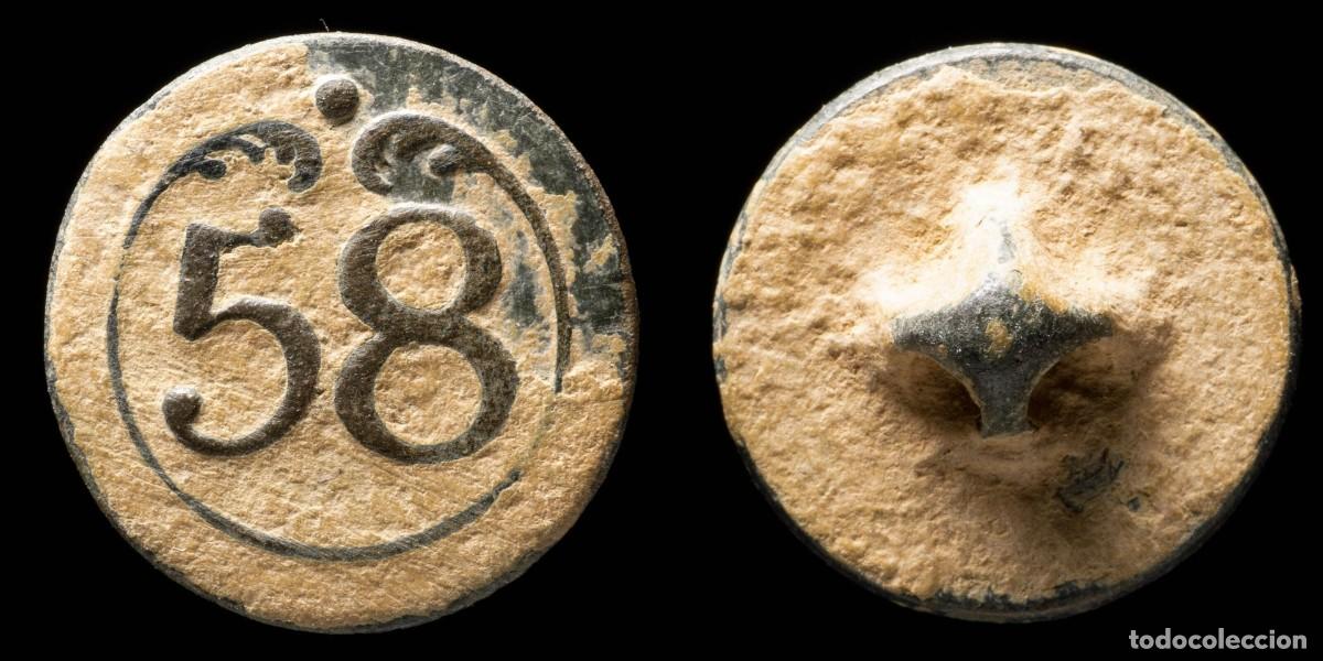 Militaria: Button Military French, Regiment 58, Napoleonic wars - 15 mm.