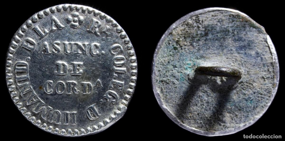 Militaria: Button Humanidad de la Real Asunci&oacute;n de C&oacute;rdoba, Colegio, 16 mm.