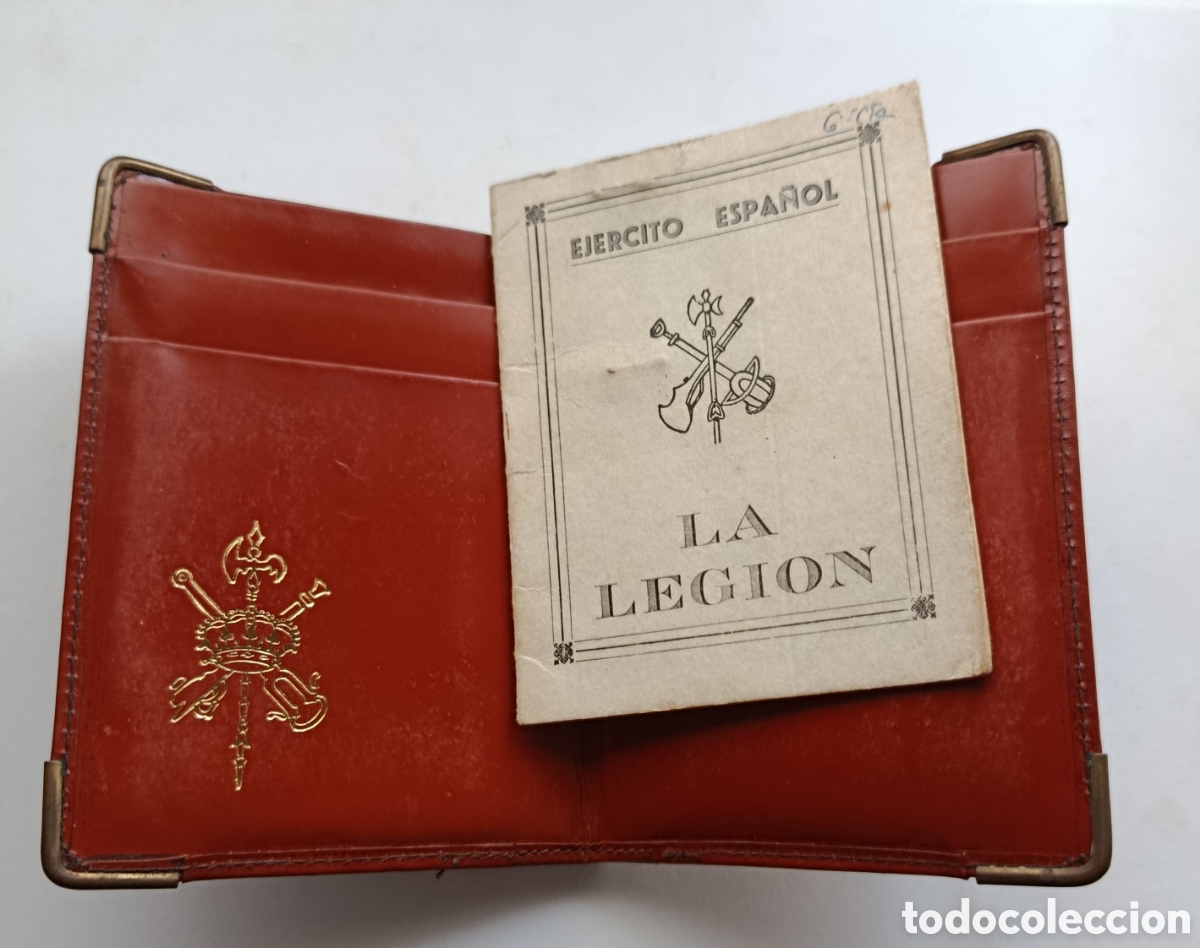 Militaria: antigua cartera o billetera de la legi&oacute;n espa&ntilde;ola con cartilla militar