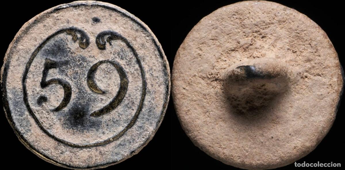 Militaria: Button Military French, Regiment 59, Napoleonic Wars - 16 mm.