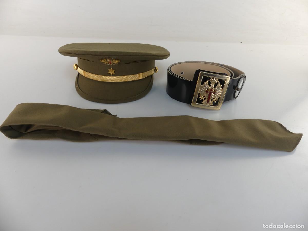 Militaria: LOTE DE GORRO CINTURON Y CORBATA MILITAR - Foto 1