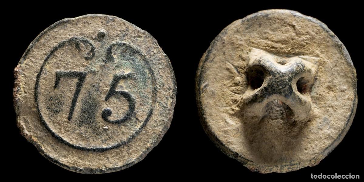 Militaria: Button French army, Regiment 75, Napoleonic wars, 17 mm.