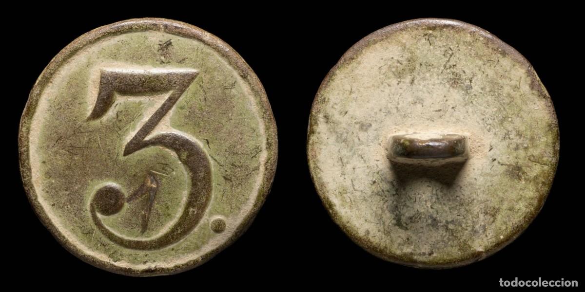 Militaria: Button Military Spanish, Regiment 3, Napoleonic wars - 21 mm.