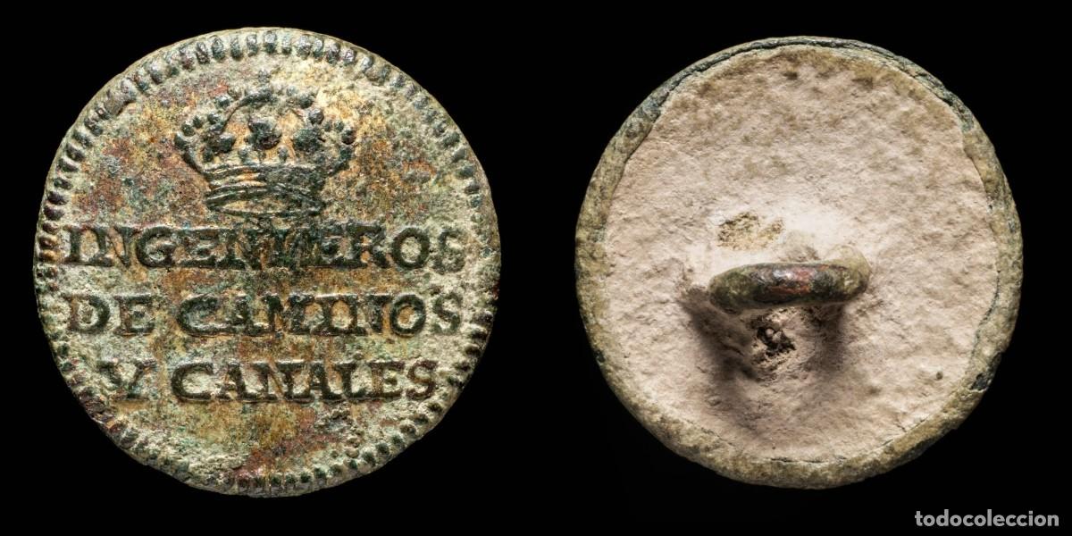 Militaria: Button Spanish Independence War, Ingenieros de Caminos y Canales - 20 mm.