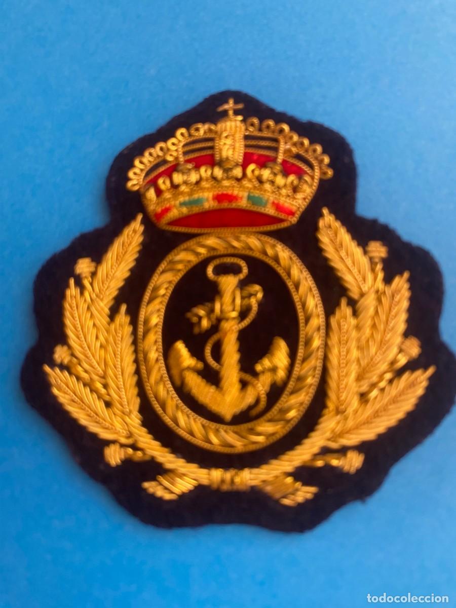 Militaria: Antigua y original galleta gorra Marina de Guerra de la Armada Espa&ntilde;ola bordada con hilo de oro