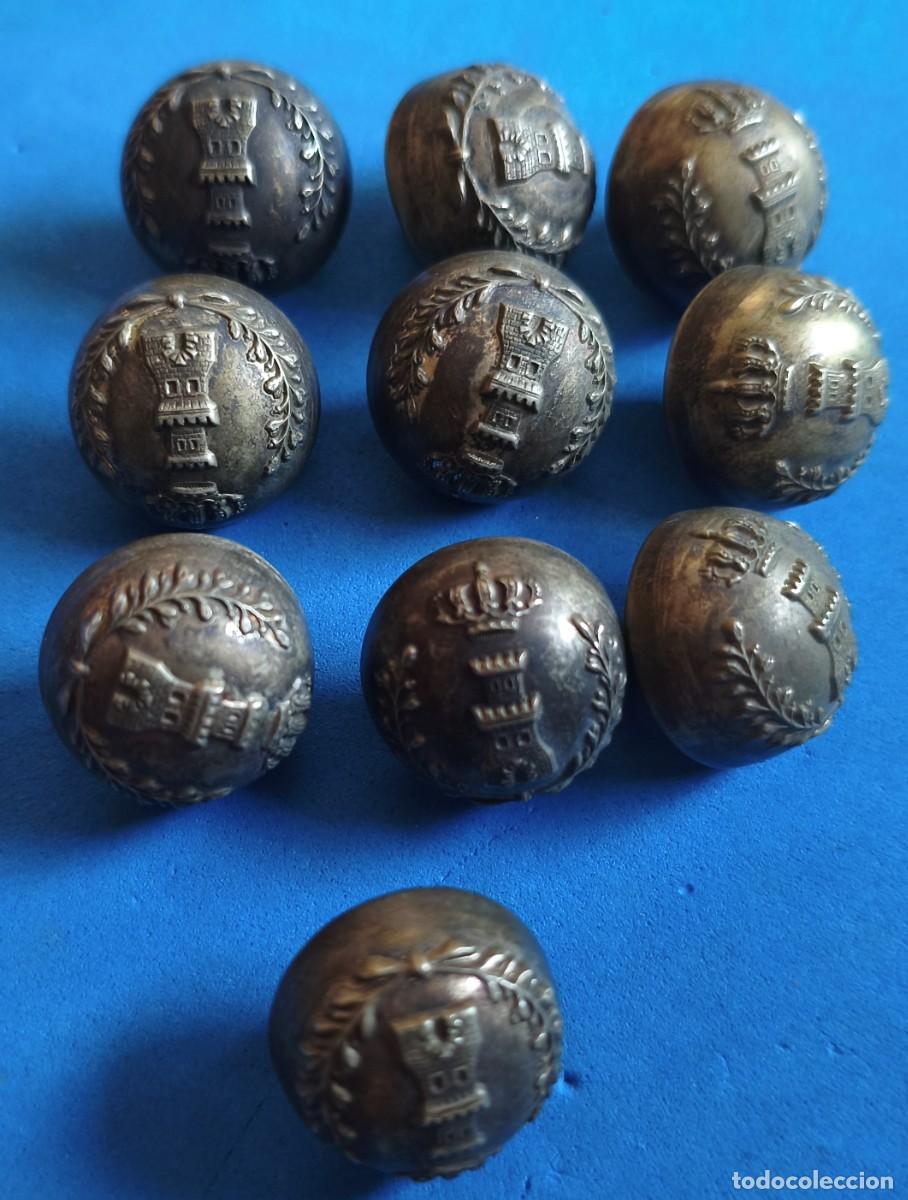 Militaria: Lote de botones. Ingenieros. &Eacute;poca de Alfonso XIII. Grandes.