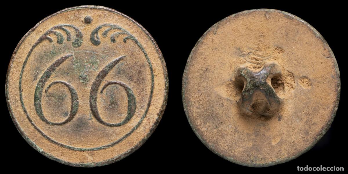 Militaria: Button 66 th line Infantry French army, Napoleonic wars - 22 mm.