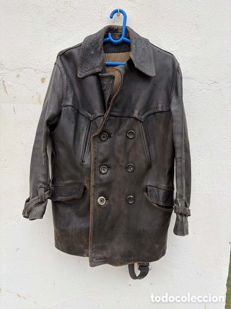 Militaria: CHAQUETON, ABRIGO CUERO, EPOCA GUERRA CIVIL , OFICIALES.