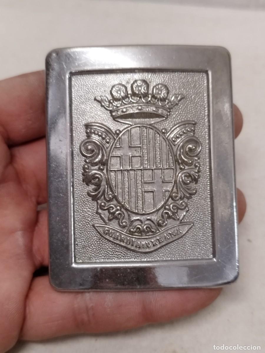 Militaria: Antigua hebilla de cintur&oacute;n de la guardia urbana de Barcelona.