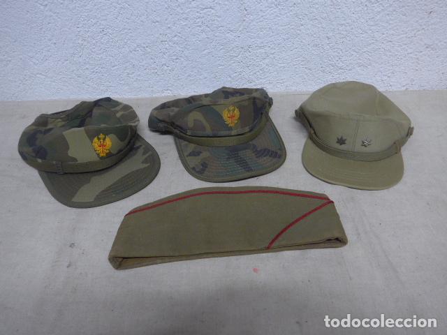 Militaria: Lote de 4 antiguas gorras espa&ntilde;olas, variedad, epoca de Franco y Juan Carlos I. Originales